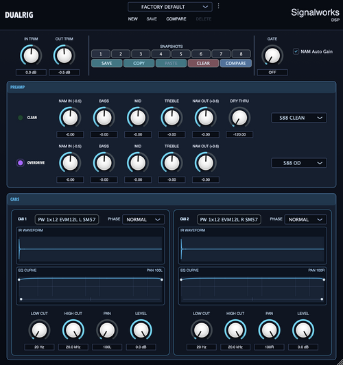 DualRig two-channel NAM guitar rig interface